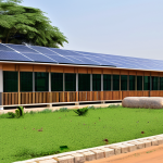 **

"Modern architecture in Juba, South Sudan. A newly constructed office building featuring sustainable design elements like solar panels and green spaces. The building incorporates local stone and wood, blending modern aesthetics with cultural elements.  Appropriate attire, professional setting, safe for work, correct proportions, well-formed hands, natural body proportions, high quality, professional photography, fully clothed, modest, family-friendly."

**